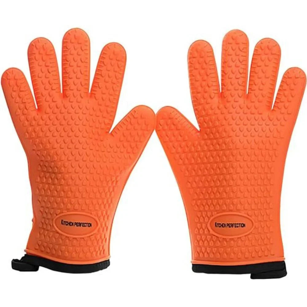Silicone Smoker Oven Gloves Extreme Heat Resistant BBQ Gloves Waterproof